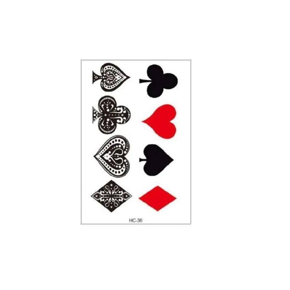 Tatuagem Temporária Delicada Cartela Poker Carta Baralho