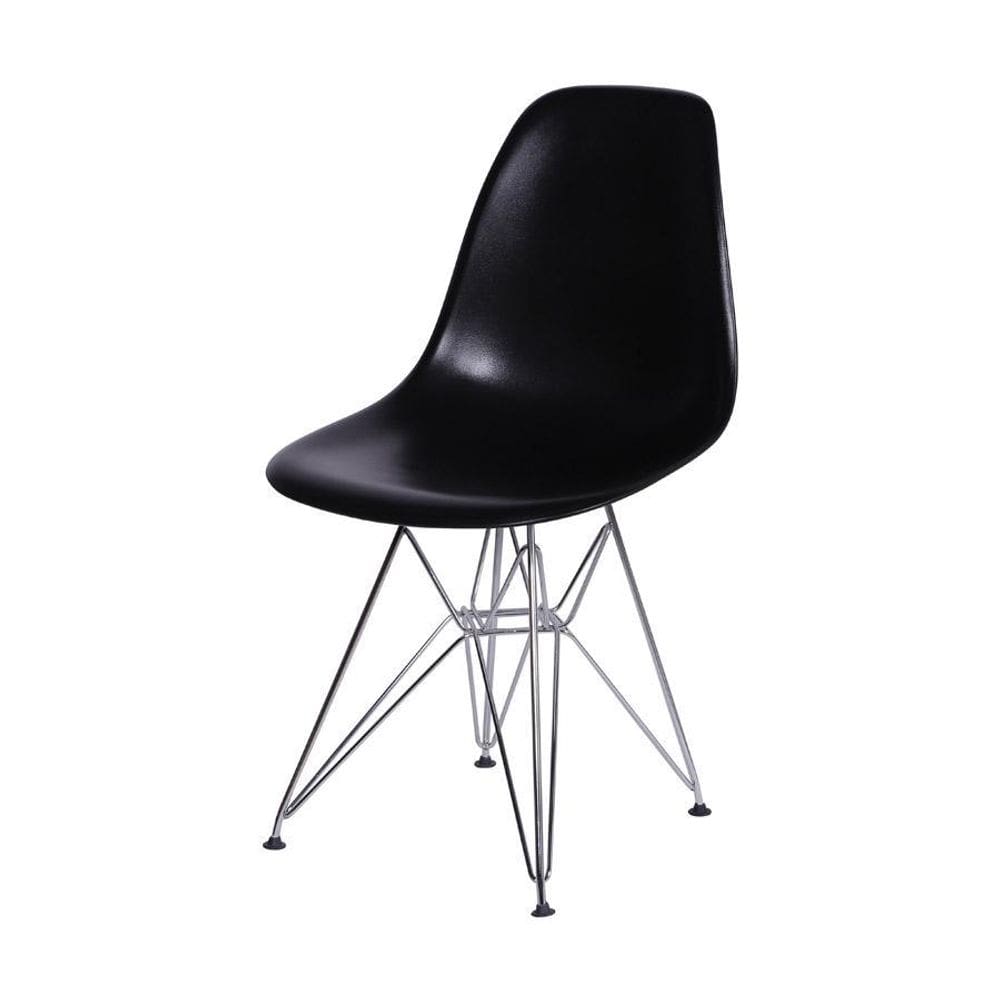 Cadeira Boxbit Dkr Eames Base Cromada Preta