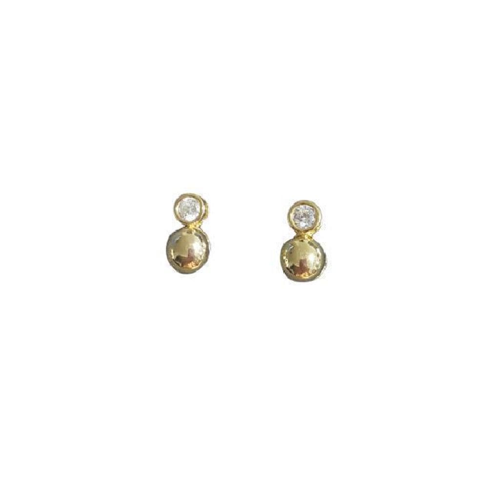 Brinco Com Pedra De Zircônia Folheado A Ouro Dourado