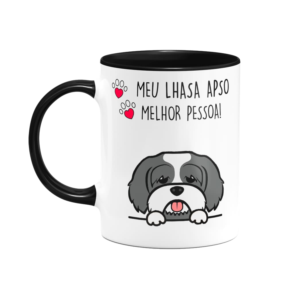 Caneca Dog - Lhasa Apso, melhor pessoa! B-black