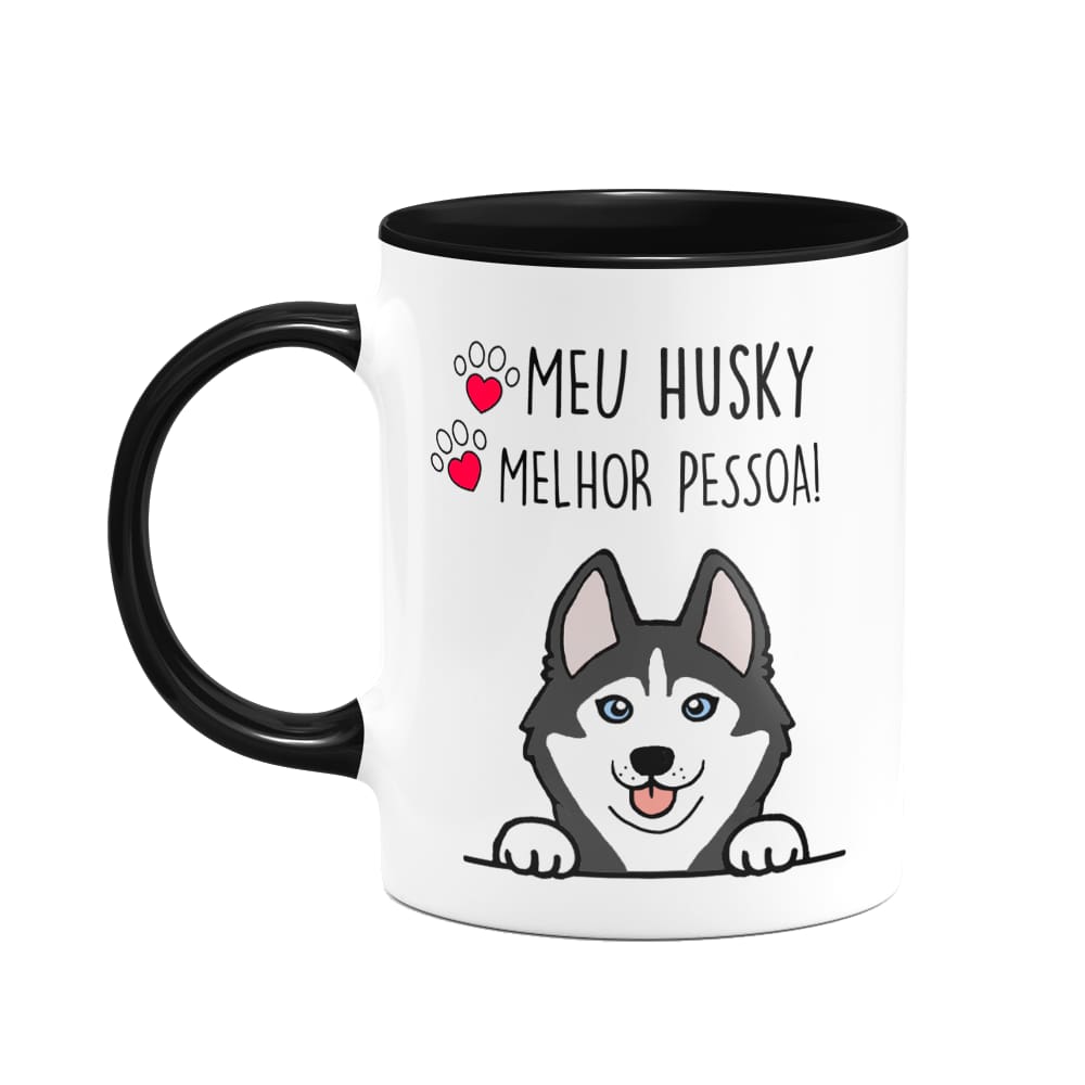 Caneca Dog - Meu Husky siberiano, melhor pessoa! B-black