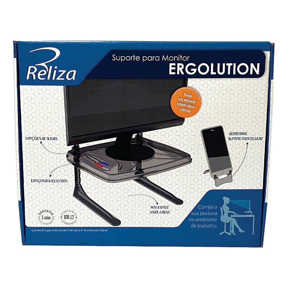 Suporte para Monitor com Suporte para Celular Reliza Ergolution 5398