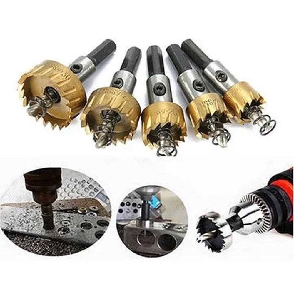 Kit 5 Brocas Serra Copo Metal Aço Ferro 16/18,5/20/25/30Mm