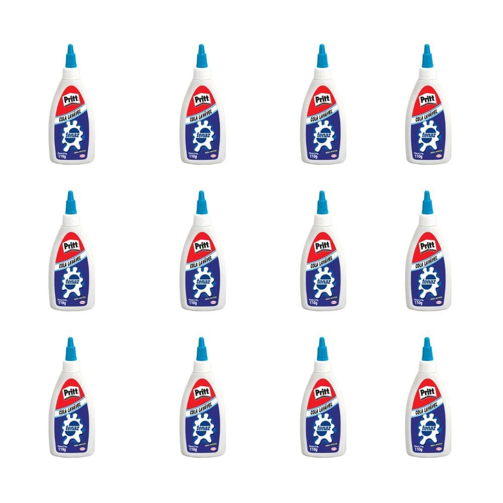 Cola Branca Escolar Liquida Lavável Pritt Tenaz 110gr Kit 12