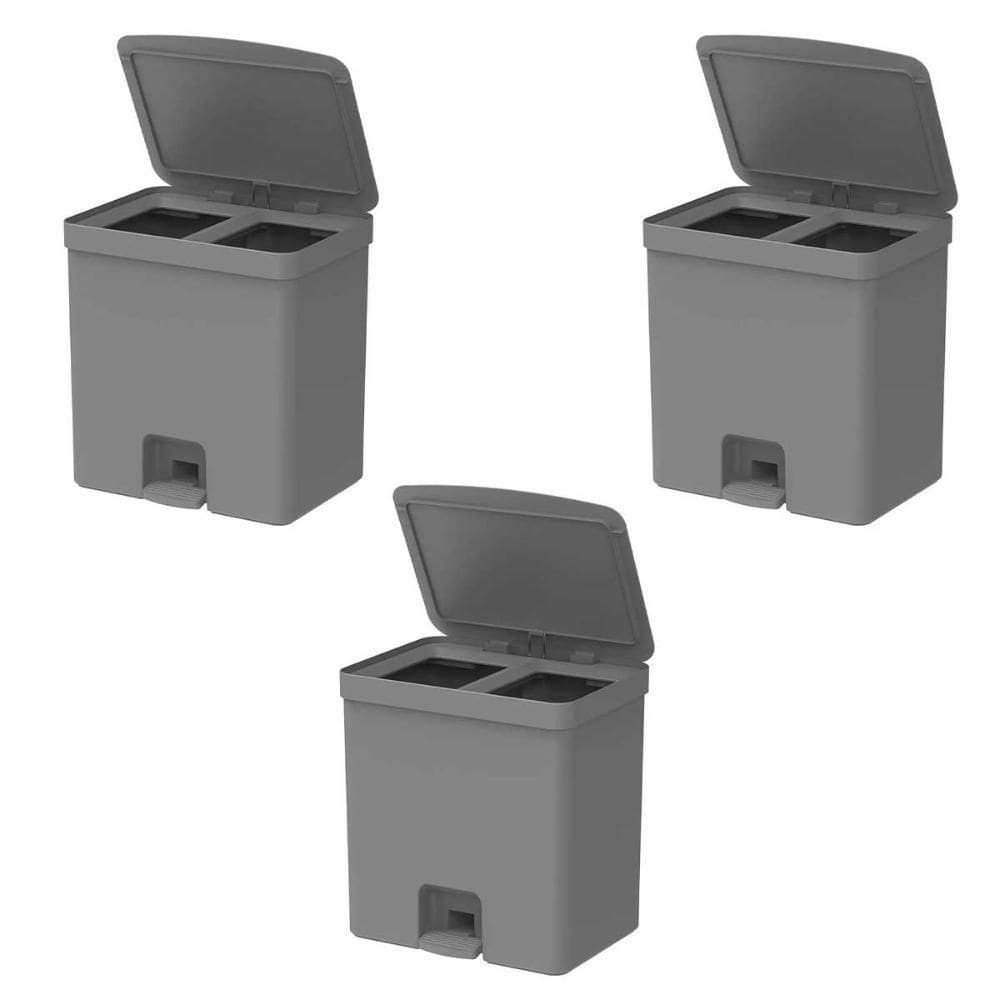 3X Lixeira Banheiro 20L Ou Duplo Compartimento Com Pedal