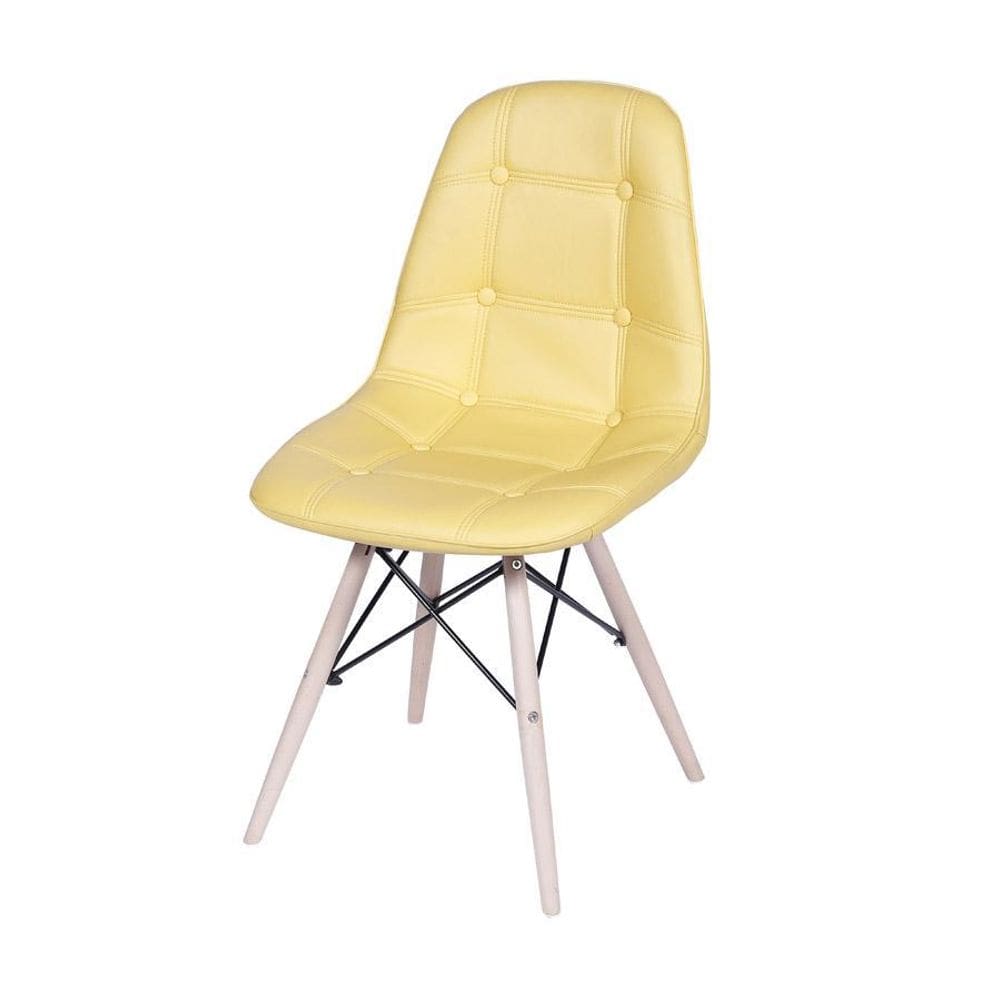 Cadeira Boxbit Dkr Eames Botonê Base Em Madeira Amarela