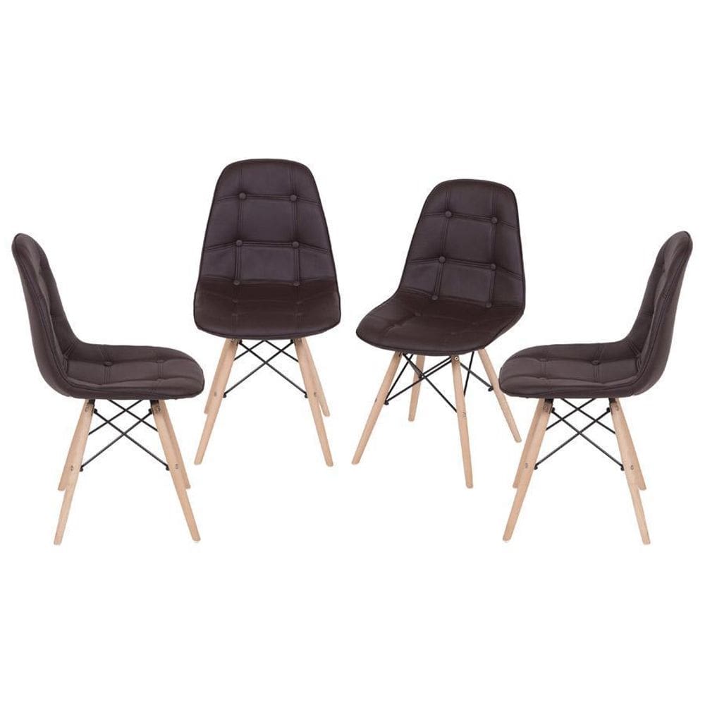 Kit 4 Cadeiras Boxbit Dkr Eames Botonê Base Em Madeira Café