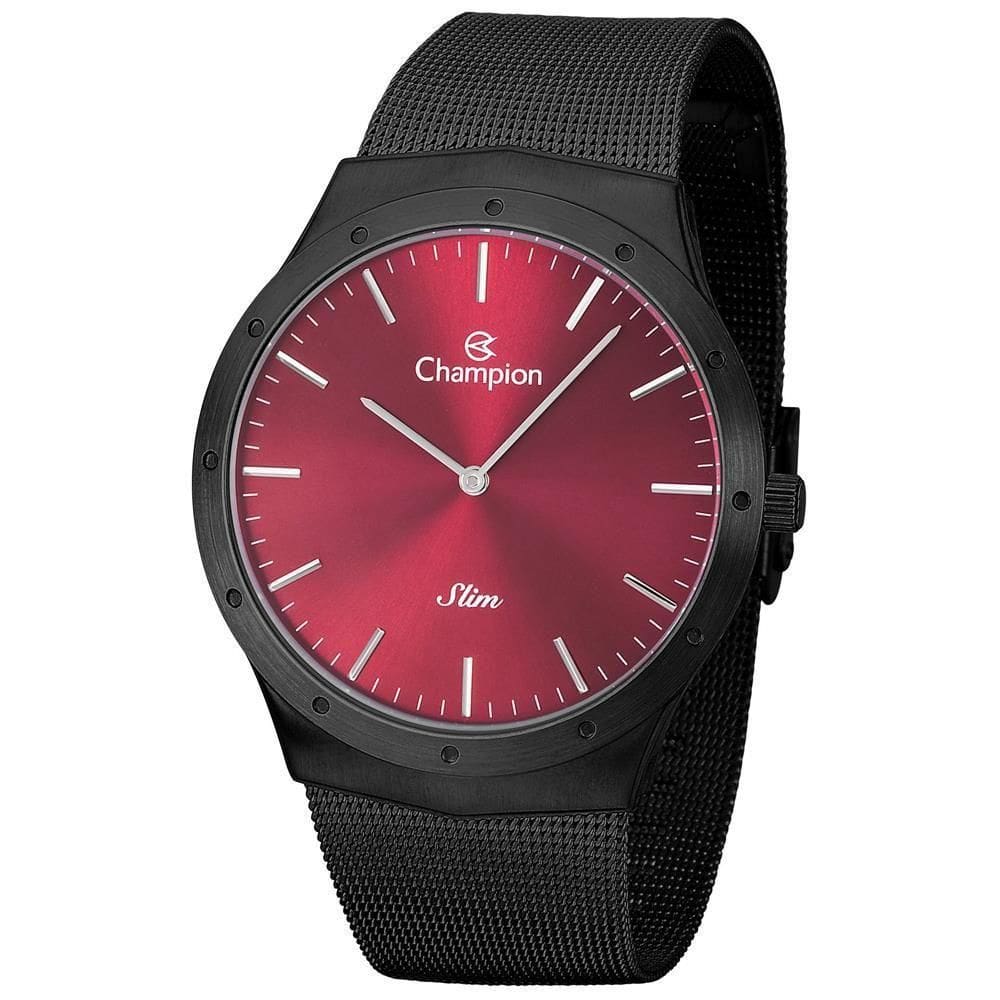 Relógio Champion Masculino Ca21811V Slim Mesh Black