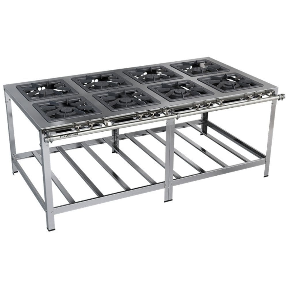 Fogão Industrial Stori Premium 8 Bocas 40x40 M16 Aço Inox 430 Metalmaq
