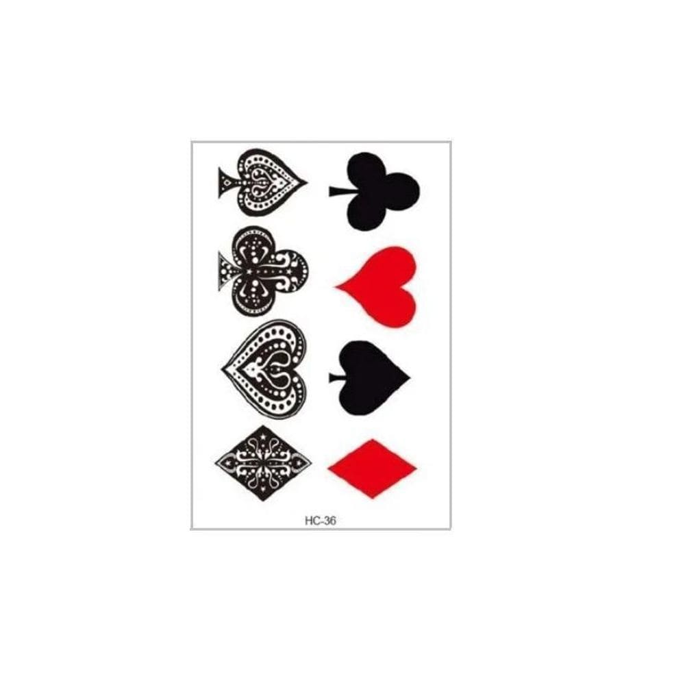 Tatuagem Temporária Delicada Cartela Poker Carta Baralho