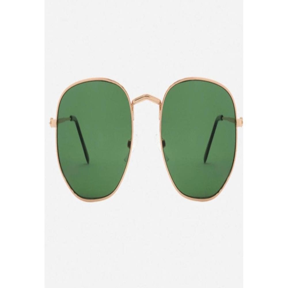 Óculos De Sol Uva Hexagonal Dourado Com Verde