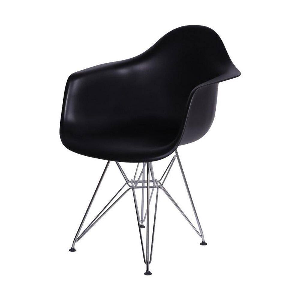 Cadeira Boxbit Dkr Eames Base Cromada Preta