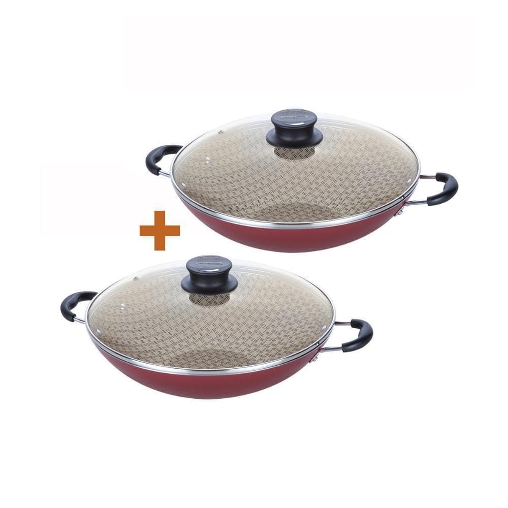 2 Panelas Wok 6L Alumínio 36 Cm Paris Vermelho Tramontina