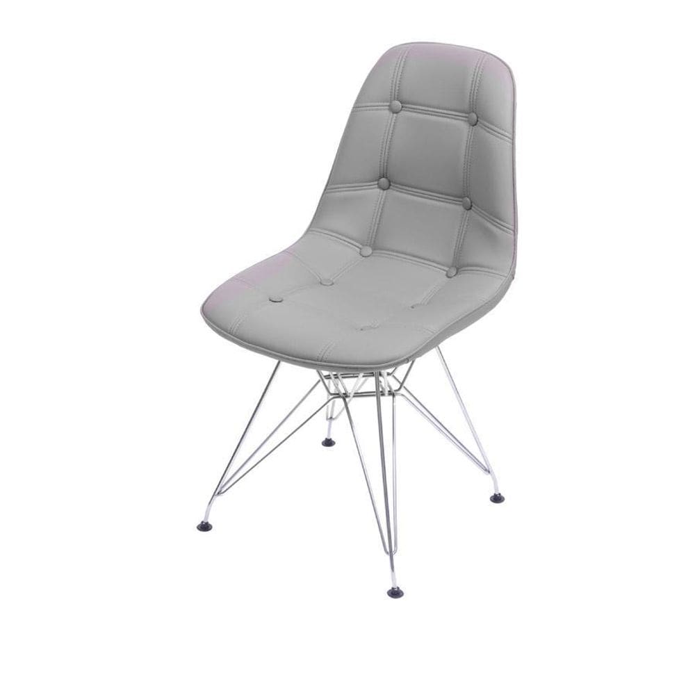 Cadeira Boxbit Dkr Eames Botonê Base Cromada Cinza