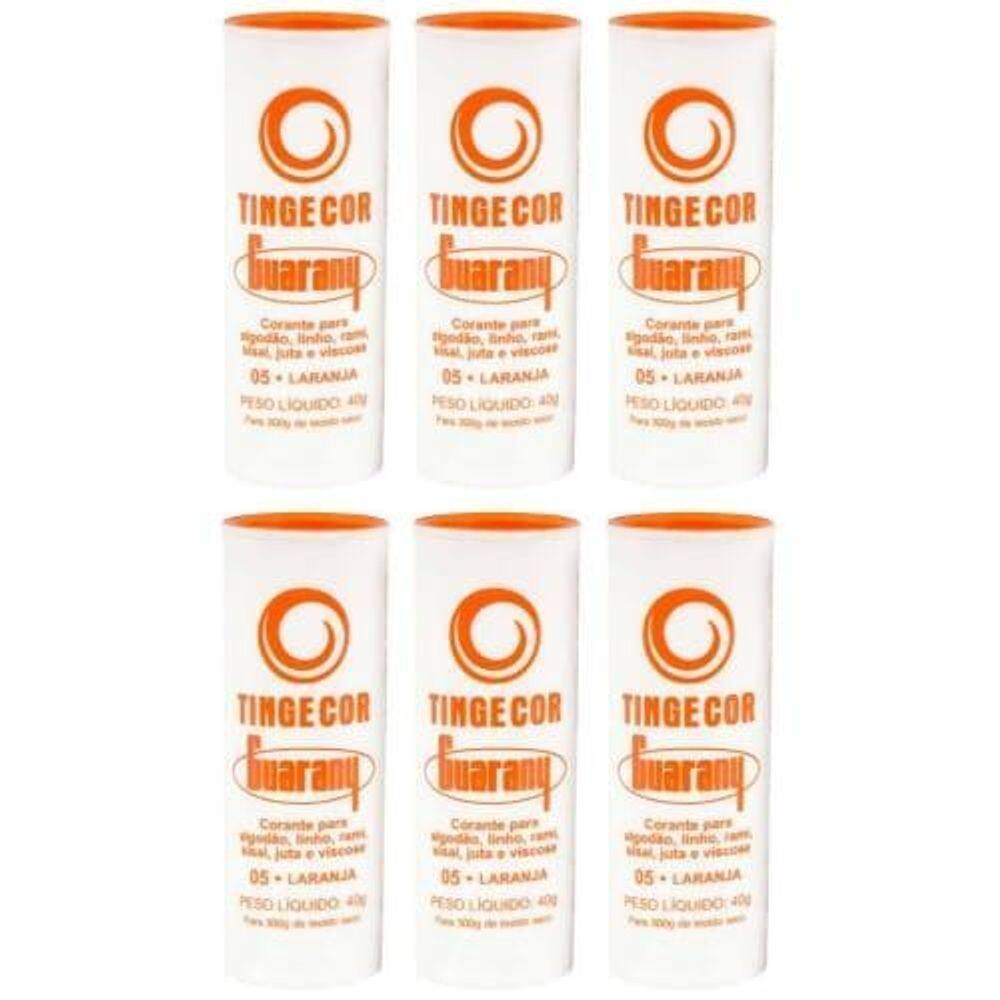 Tinta Tecido Tingecor Guarany 40G 6 Unidades Laranja