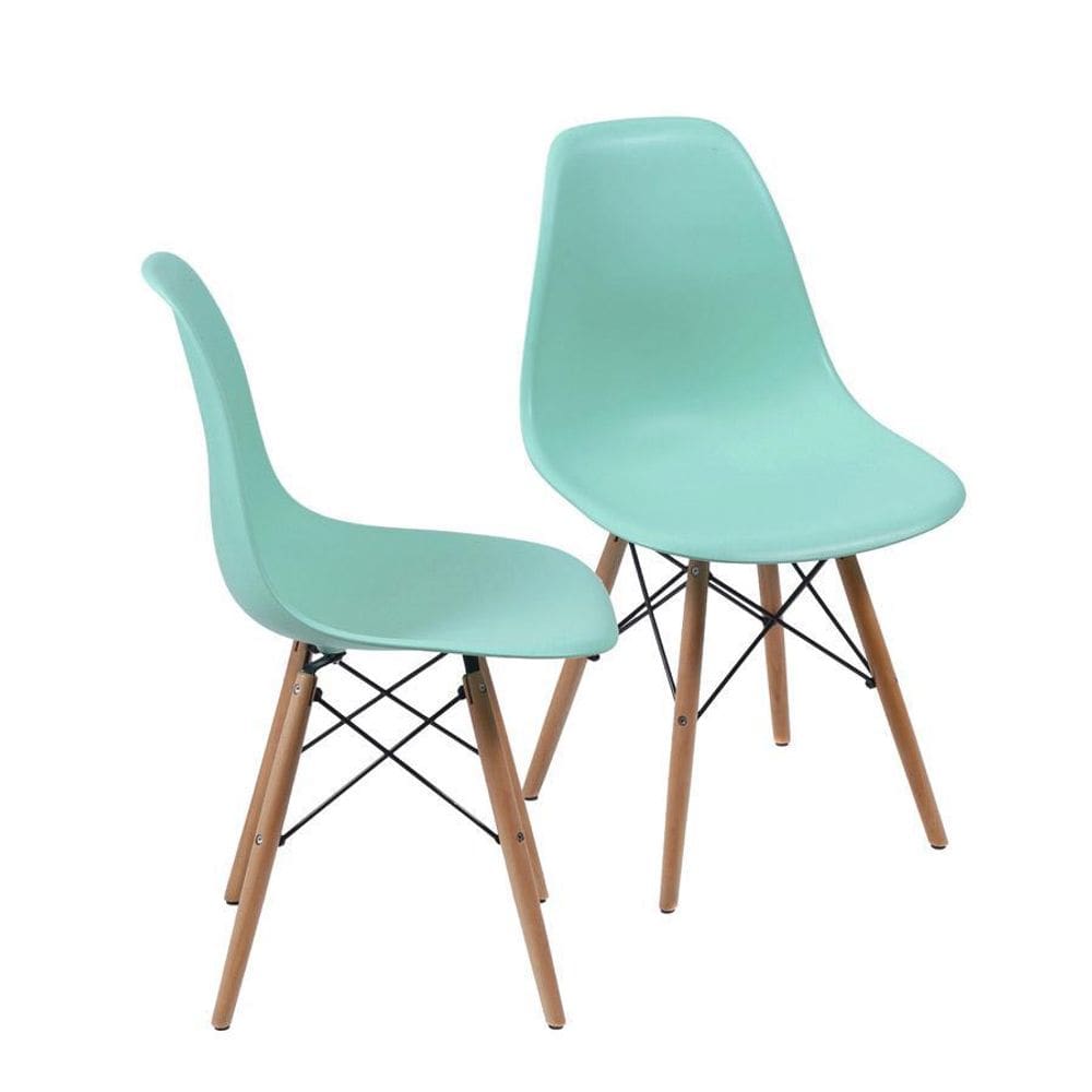 Kit 2 Cadeiras Boxbit Dkr Eames Base Em Madeira Tiffany
