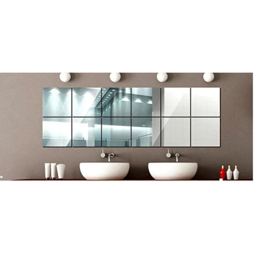 Espelho Decoração Quadrados Acrílico 30Cm Sala 18Peças