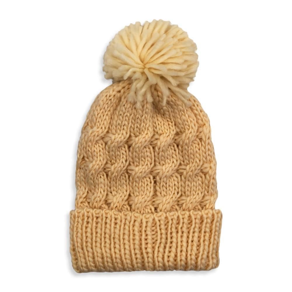 Touca Gorro Inverno Frio Pompom Bege 38cm x 22cm