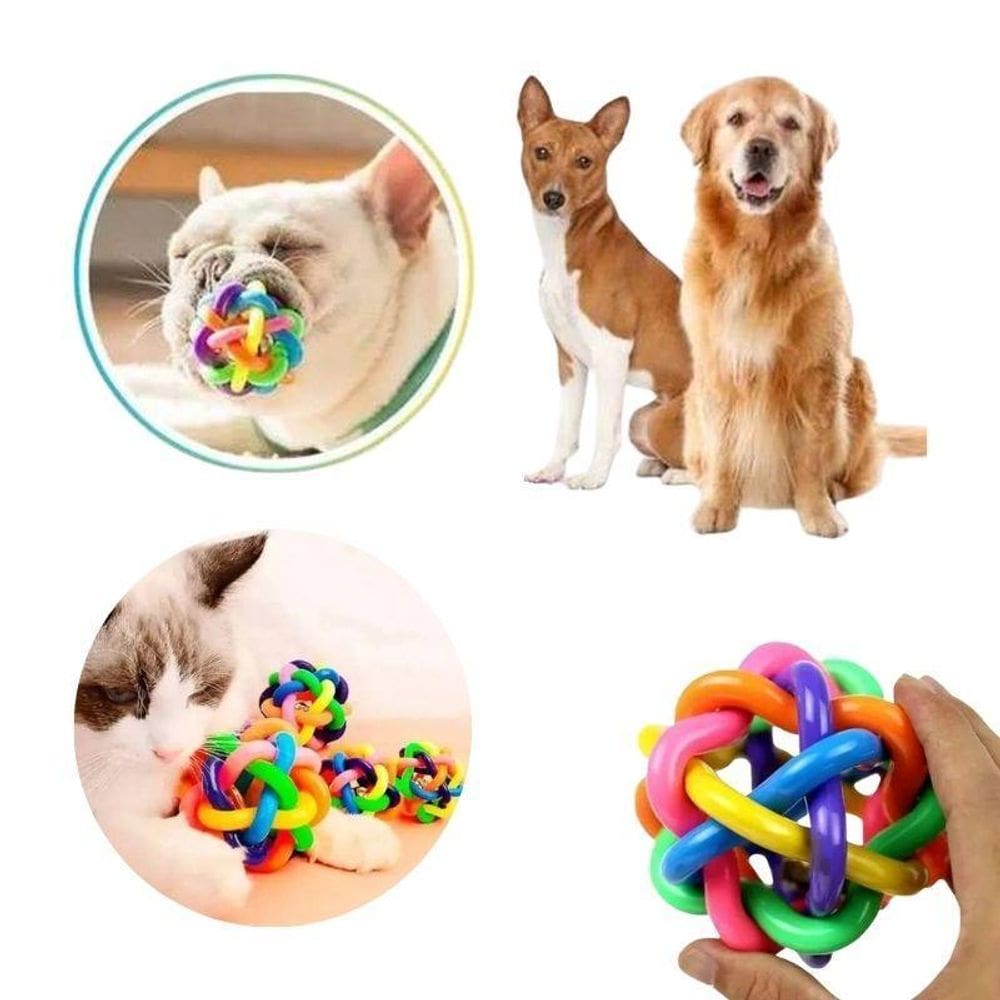 Bola Média Trançada Com Som Brinquedo Para Cães E Gatos