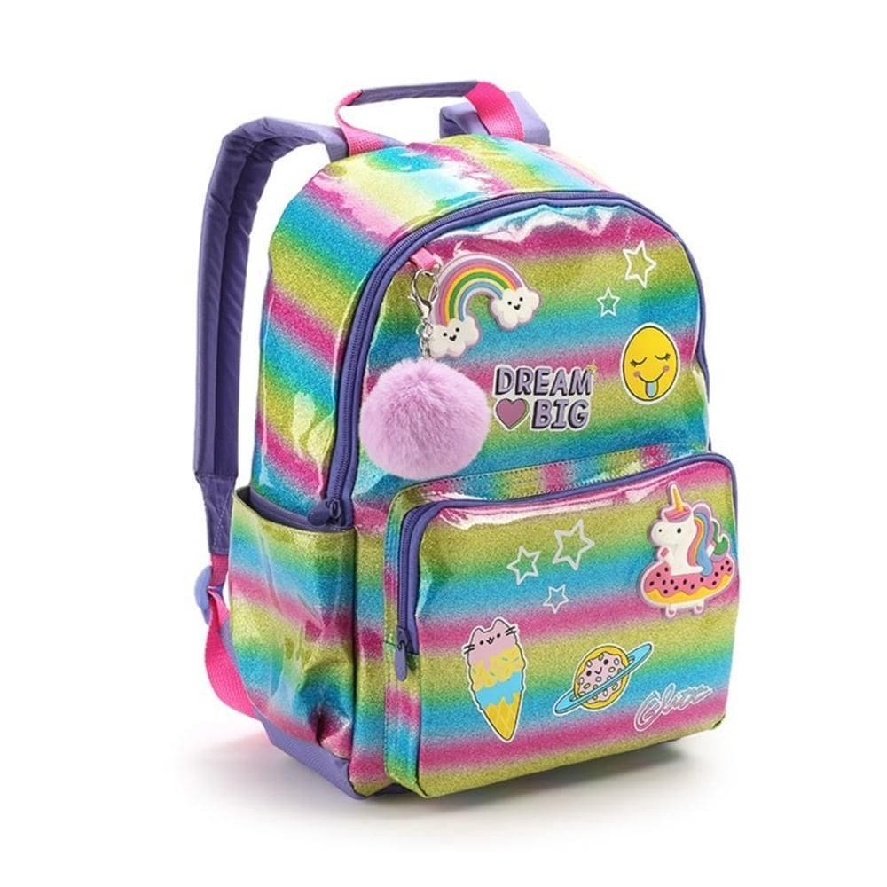 Mochila Unicórnio Escolar Arco Íris Feminina Costas Tam G