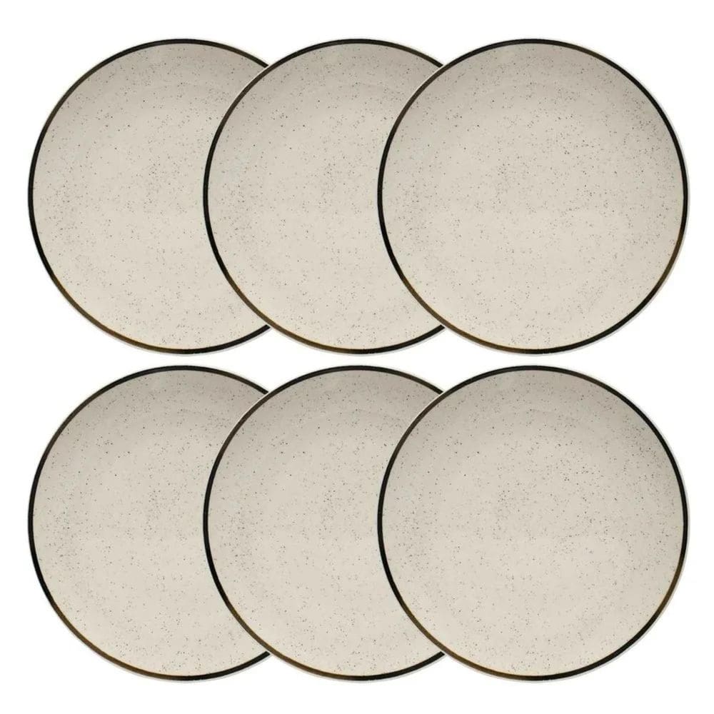 Jogo Kit 6 Pratos De Sobremesa Cerâmica 20Cm Oxford Brisa