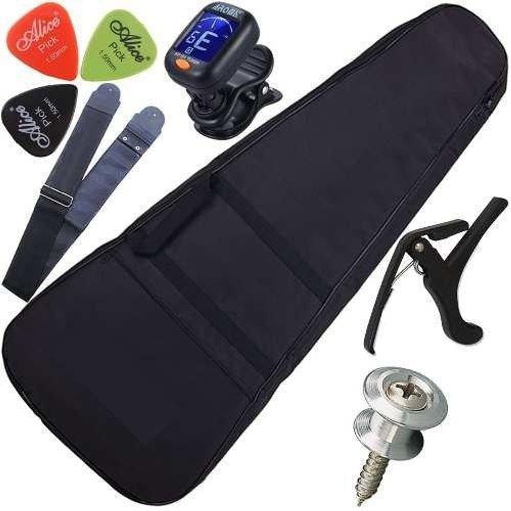 Kit Capa Violão Acolchoada Correia Afinador Capotraste Etc..