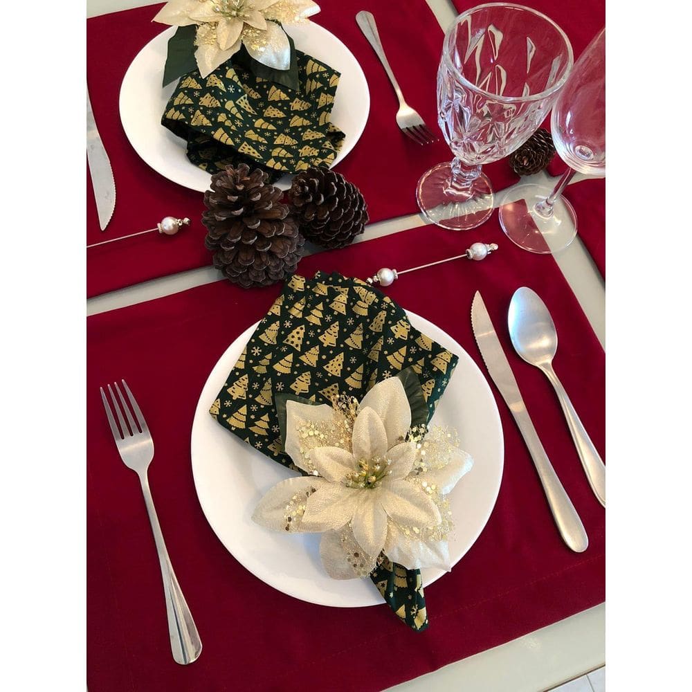 Mesa Posta 6Lugares Jogo Americano Festa Decoração Natal