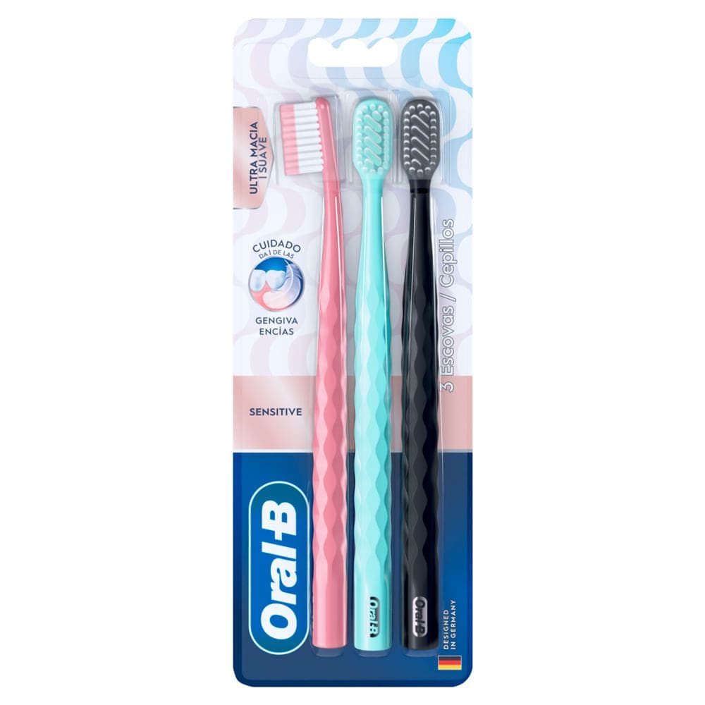 Kit Escova Dental Oral B Sensitive Cuidado Gengiva Ultra Macia Com 3 Unidades