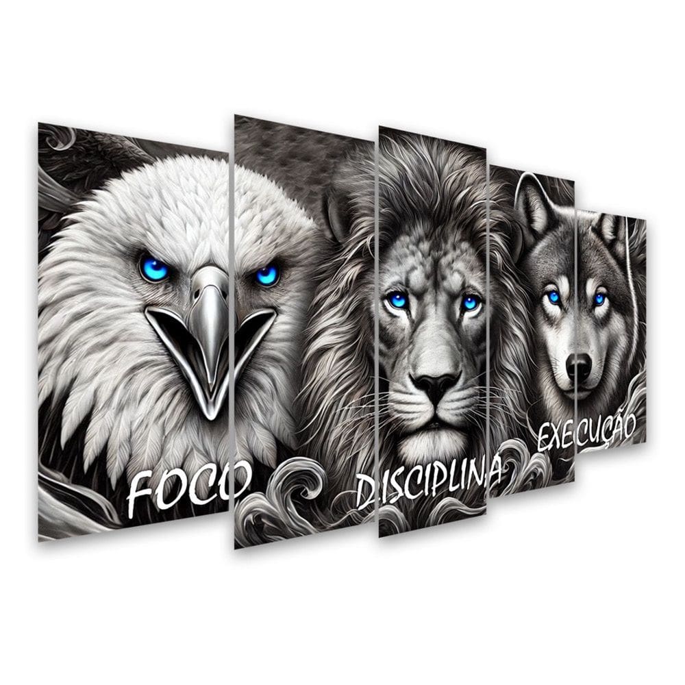 Kit Quadro Decorativo Animais Para Sala de Estar 108x60cm A1 - Pallazio