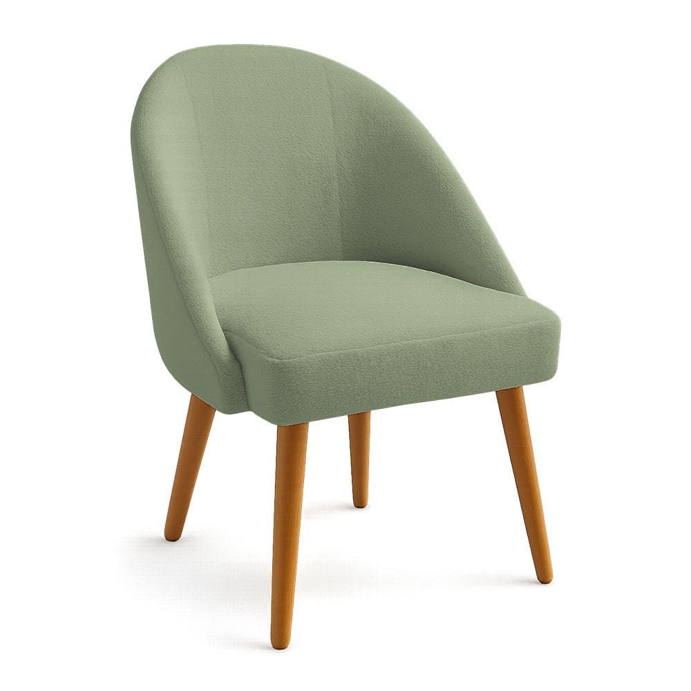 Cadeira Poltrona de Jantar Estofada Luna Boucle Pés Palito Castanho - Pallazio