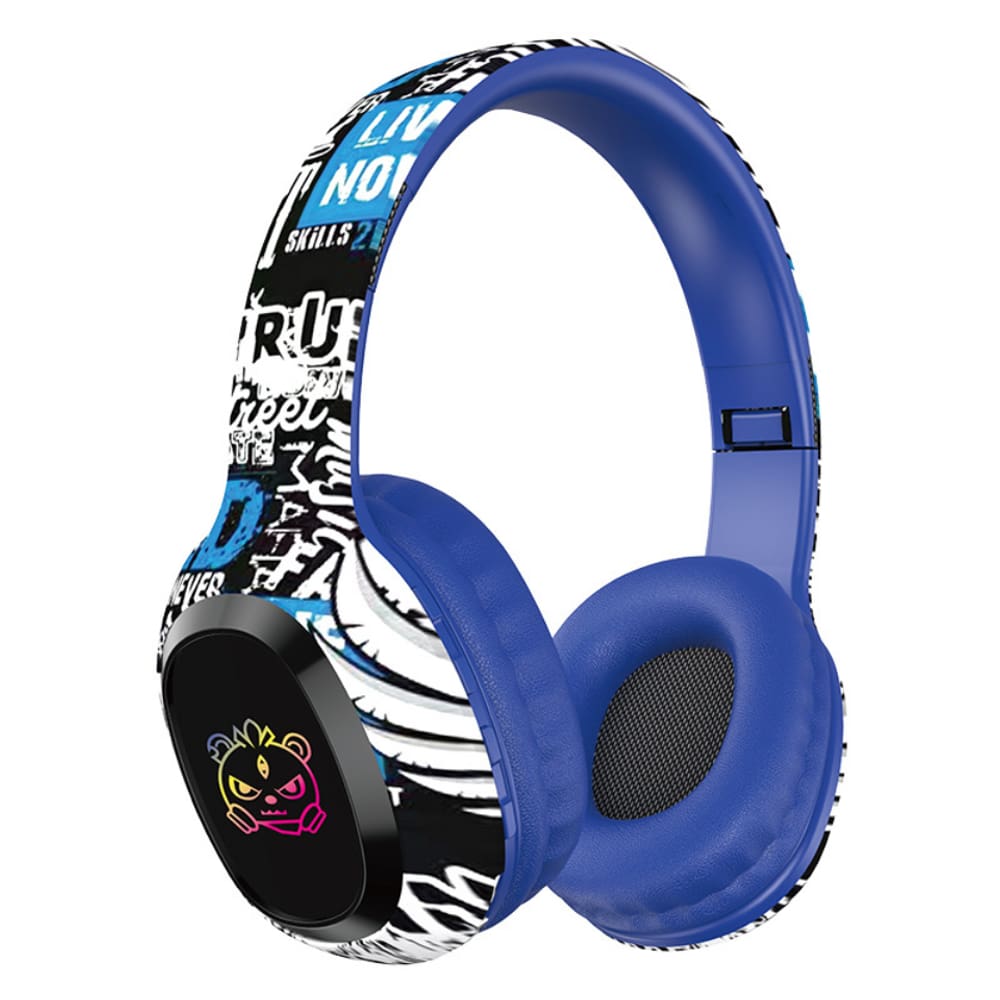 Fone de ouvido Bluetooth Tuya P95LED montado na cabeça com bateria longa azul