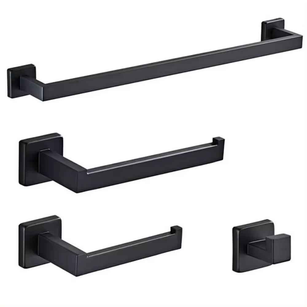 Kit Acessórios Banheiro 4 Peças Aço Inox Preto