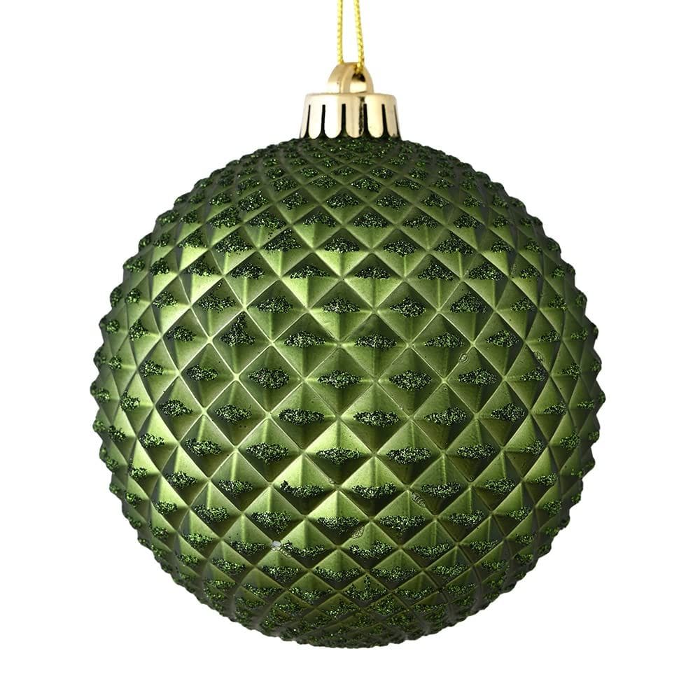 Ornamento Vickerman Moss Green Durian Glitter Ball 4 cm 6/bolsa