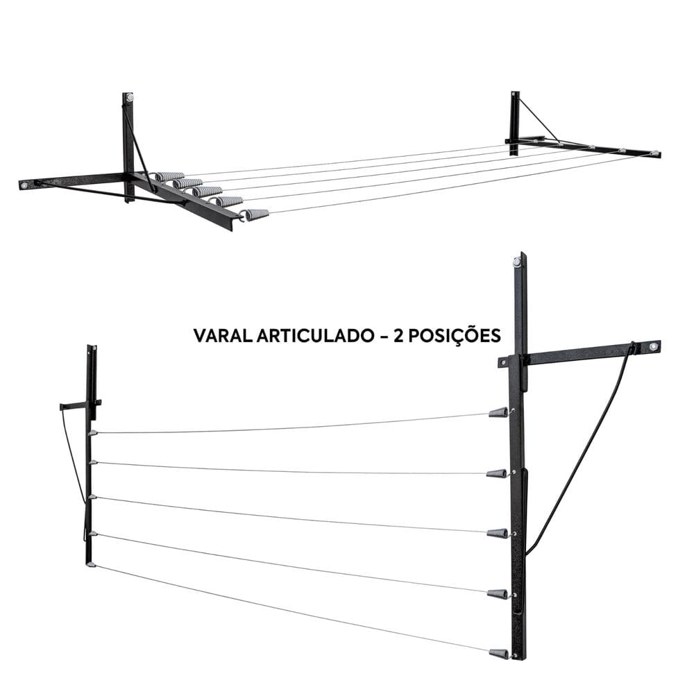 Varal Dobravel,Retrátil,Parede/Muro,Mão Francesa.