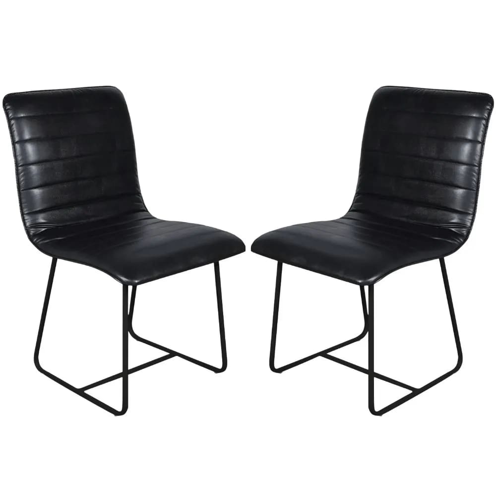 Conjunto 2 Cadeiras Cristal Couro Preto Metal Preto - C&M Decor