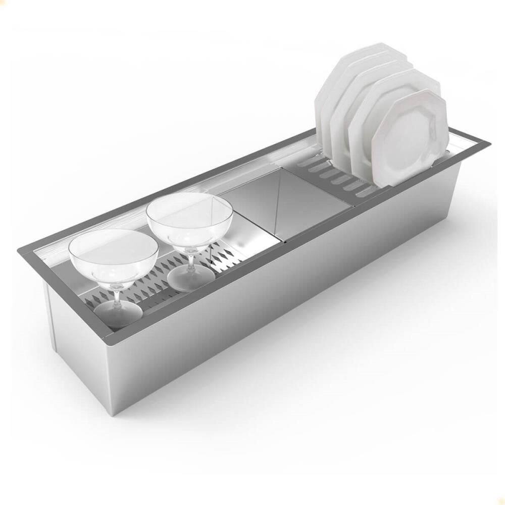 Calha Úmida Organizadora Saro De Embutir Sobreposta Em Inox 65cm Com 3 Módulos CL65