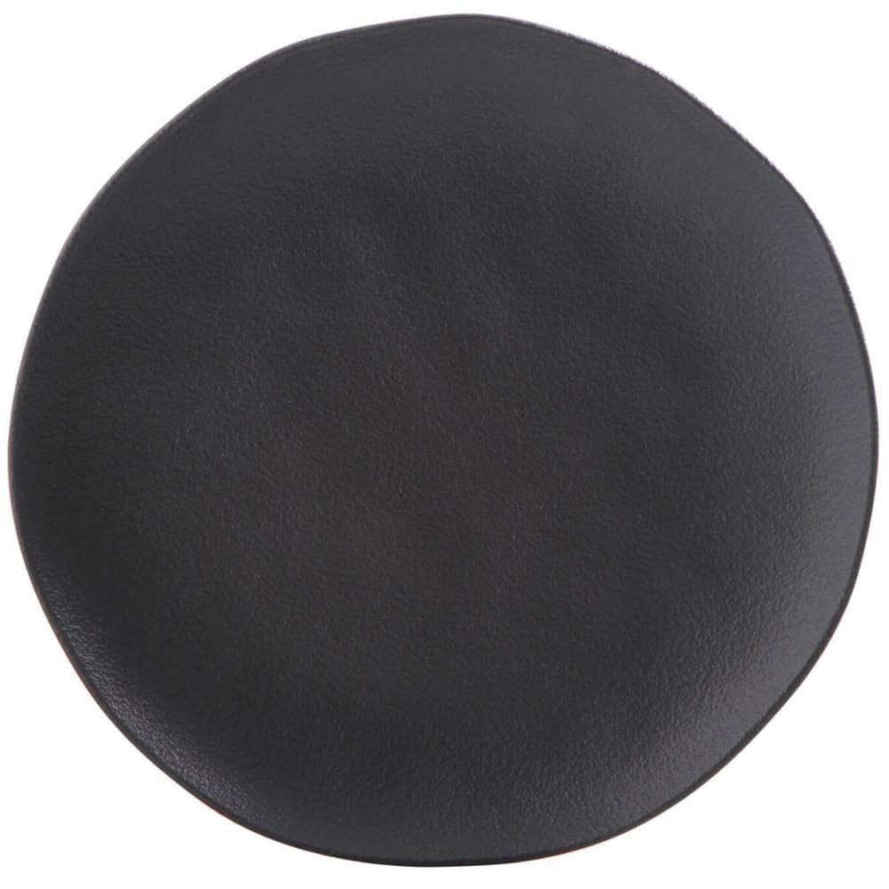 Prato Raso 26,5cm Cerâmica Orgânico Preto Matte Avulso Mesa Posta Jantar Porto Brasil