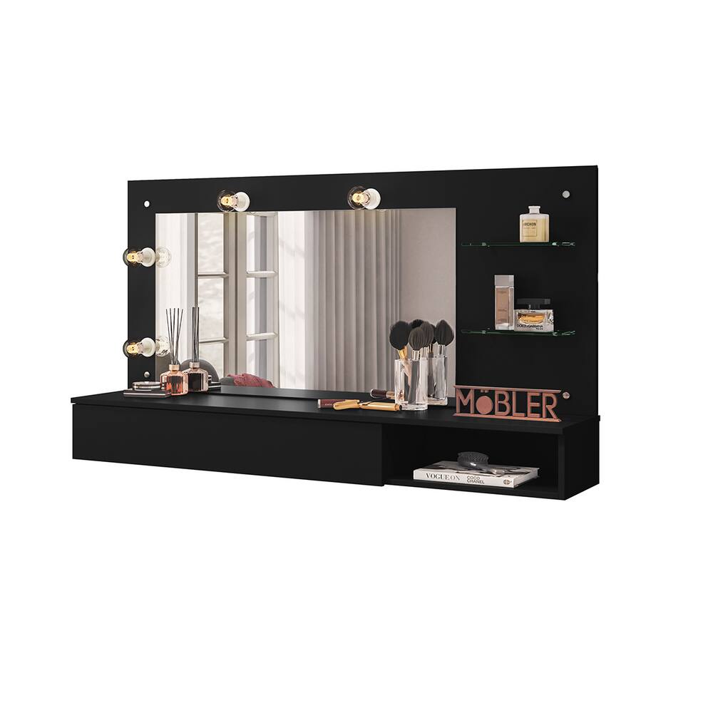 Penteadeira Lumiere Mobler Preto Fosco - Estilo e Praticidade no Seu Quarto