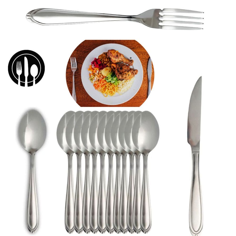 Kit 36 Peças Faca de Churrasco Colher Garfo Light Inox