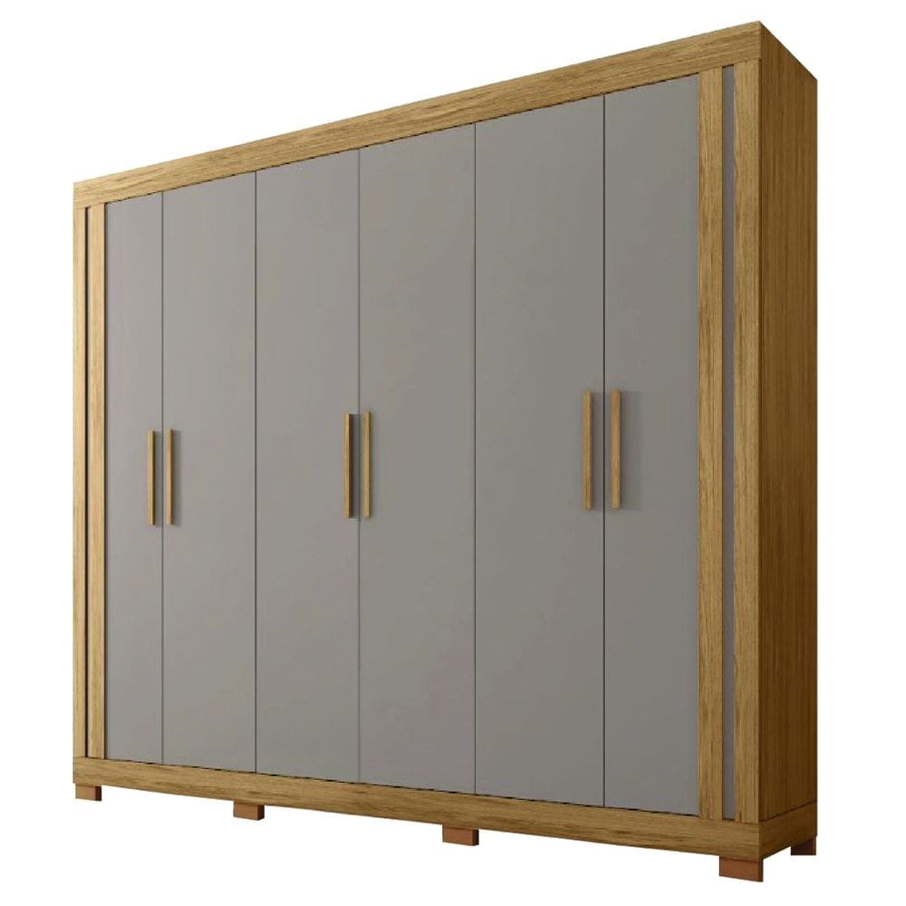 Guarda Roupas Casal 6 Portas 2 Gavetas Qatar Madeirado / Off White Caemmun