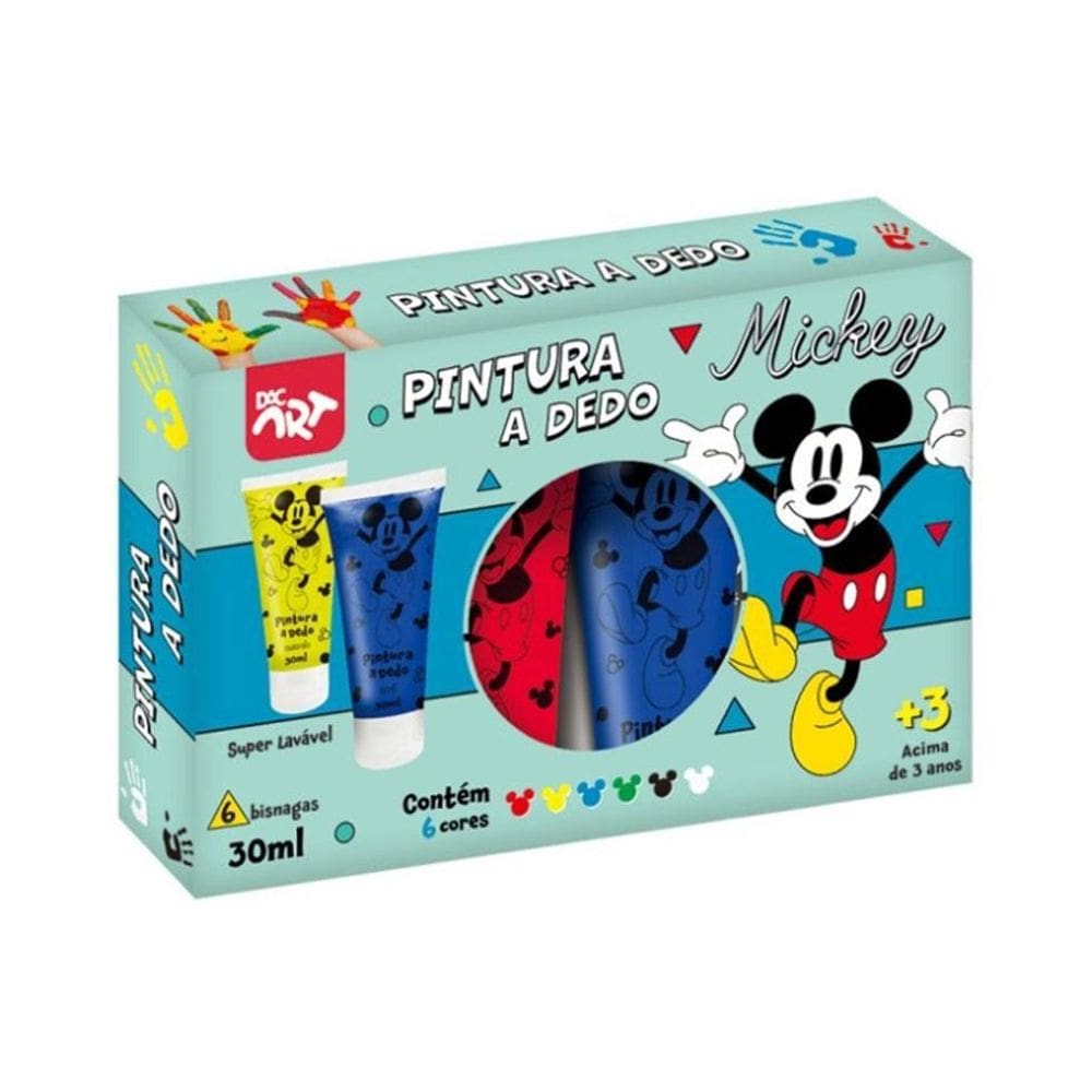 Pintura De Dedo Mickey Com 6 Bisnaga Cores Lavavel Dac