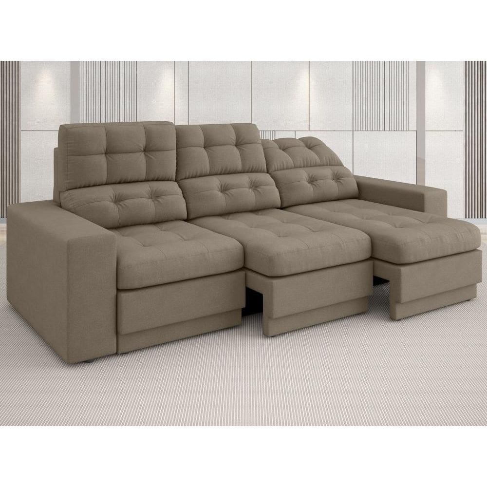 Sofá Jobim 2,05m Assento Retrátil e Reclinável Velosuede - NETSOFAS