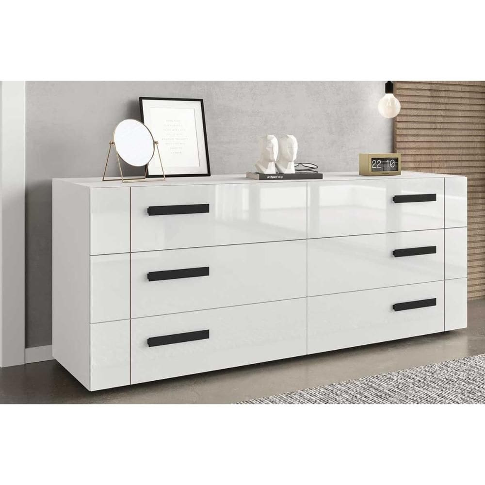 Cômoda de Quarto Lisboa c/ 6 Gavetas Branco - Politorno