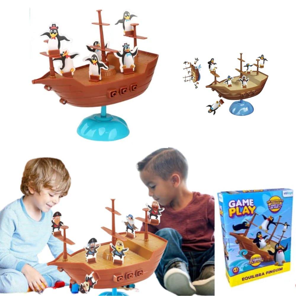 Jogo Interativo Barco Pirata de Equilíbrio 37 Peças Divertido Educativo Brinquedo Infantil