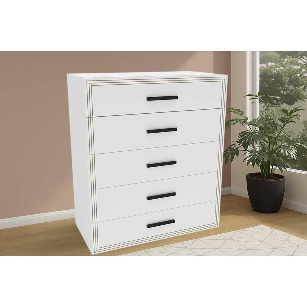 Cômoda de Quarto Valência c/ 5 Gavetas Branco - Politorno