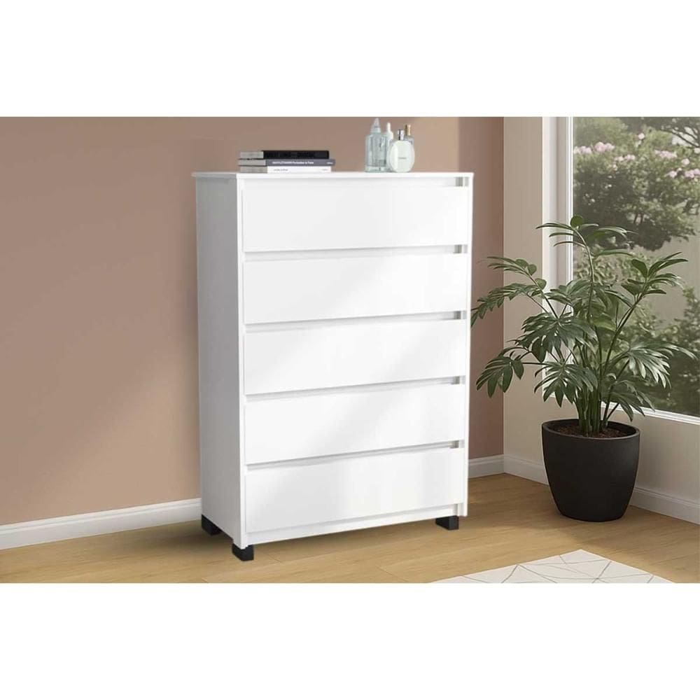 Cômoda de Quarto Coimbra c/ 5 Gavetas Branco - Politorno