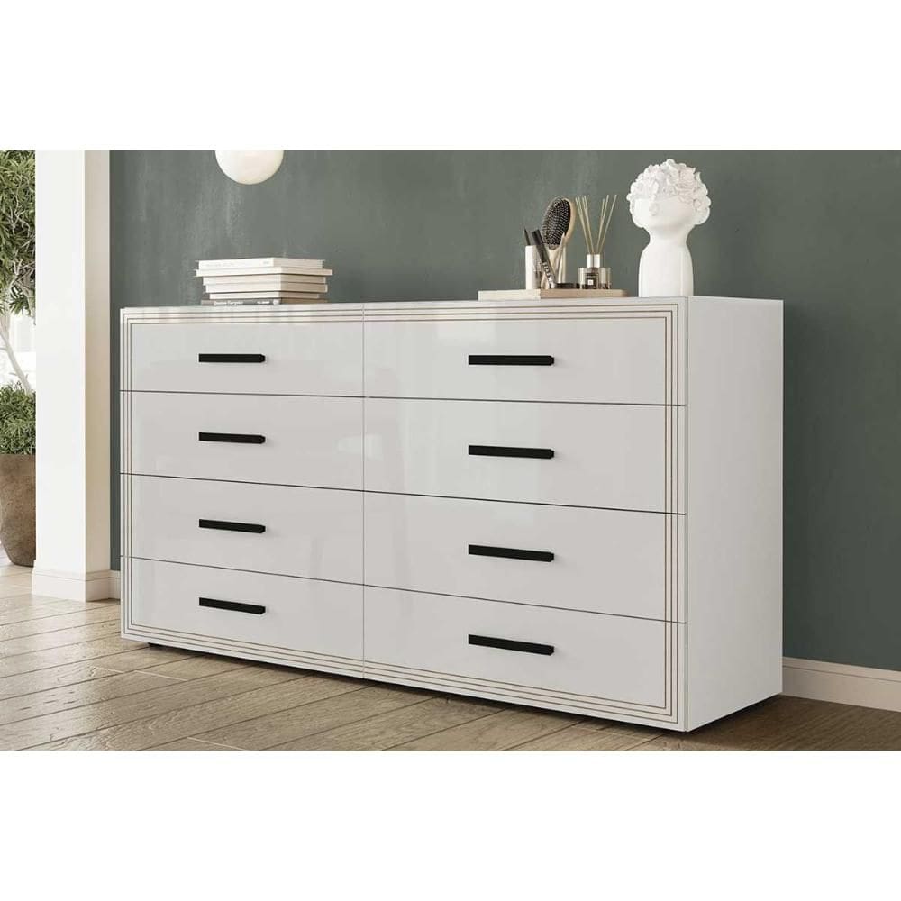 Cômoda de Quarto Valência c/ 8 Gavetas Branco - Politorno