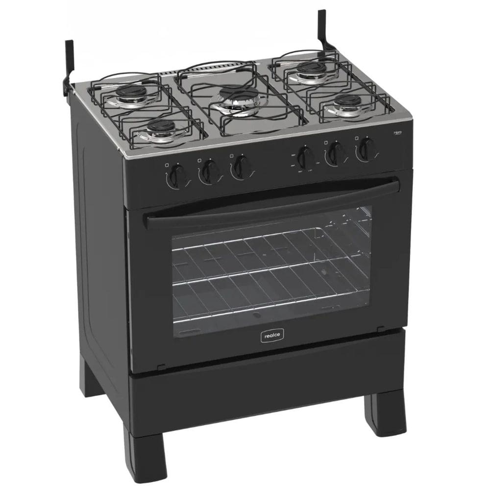 Fogão 5 Bocas Preto Hera com Forno 94 L Realce