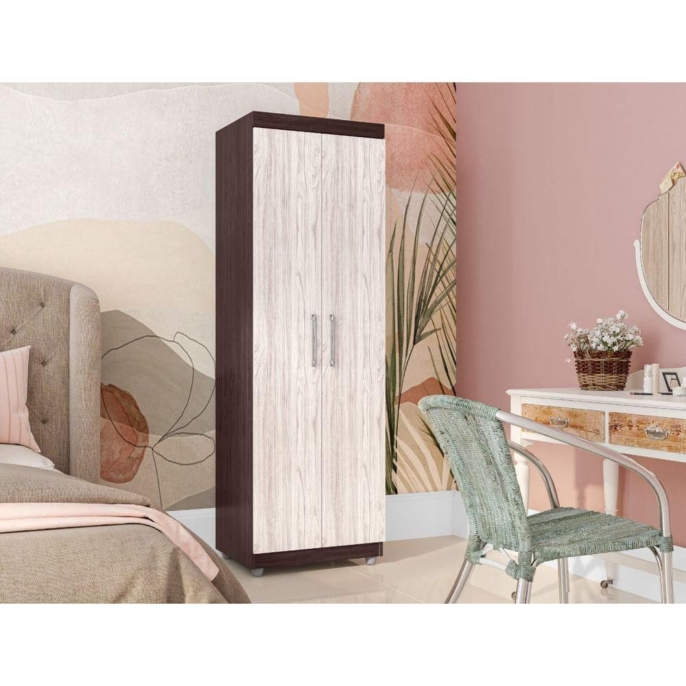 Armário Multiuso Sabrina Com 2 Portas E 5 Prateleiras Castanho-avelã