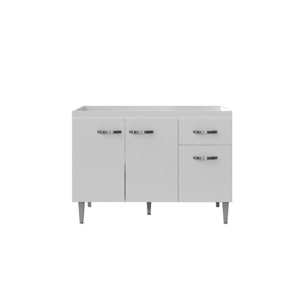 Balcão Armário Para Cozinha Com Tampo 120 Cm Gabriela Branco-branco